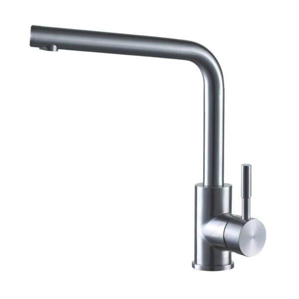 F109 Brushed Nickel Single Lever Kitchen Sink Mixer Tap, High Arc Swivel Spout Cold