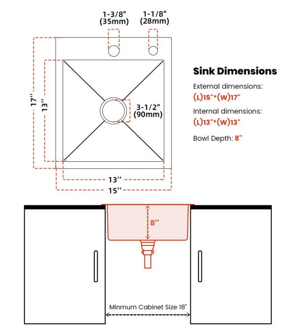 Handmade Kitchen Stainless Steel Undermount Sink