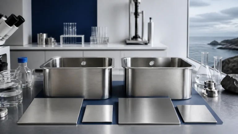 Stainless steel sink materials prepared for grade comparison