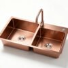 8245 H-8245TD-RG 820x450mm Handmade Topmount Rose Gold Stainless Steel Double Bowl Kitchen Sink