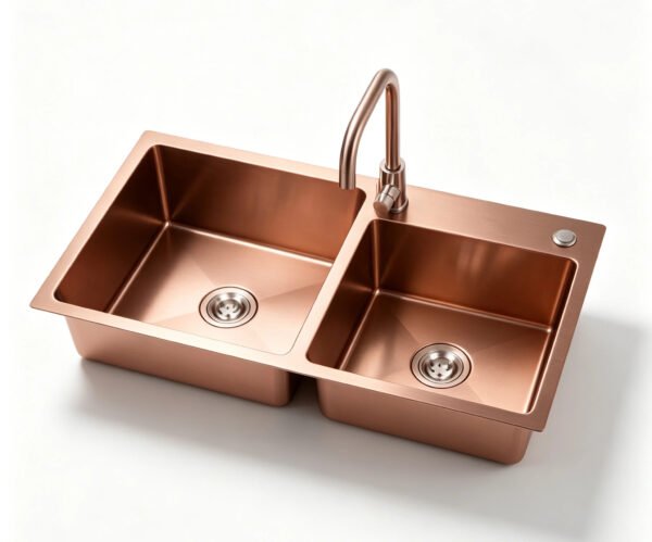 8245 H-8245TD-RG 820x450mm Handmade Topmount Rose Gold Stainless Steel Double Bowl Kitchen Sink