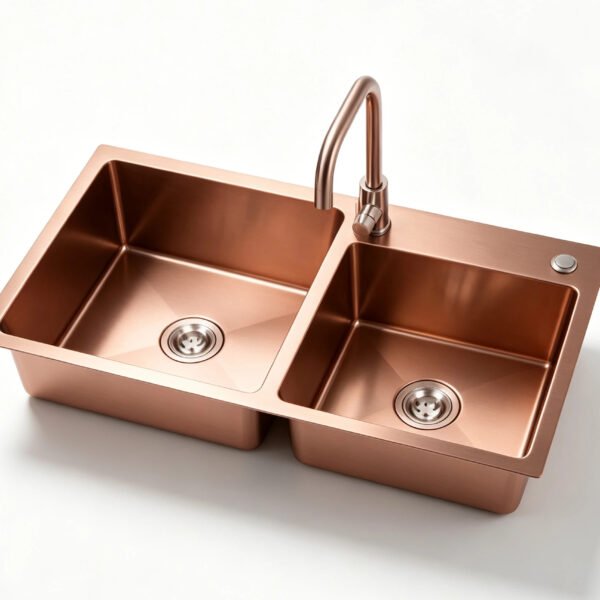 8245 H-8245TD-RG 820x450mm Handmade Topmount Rose Gold Stainless Steel Double Bowl Kitchen Sink