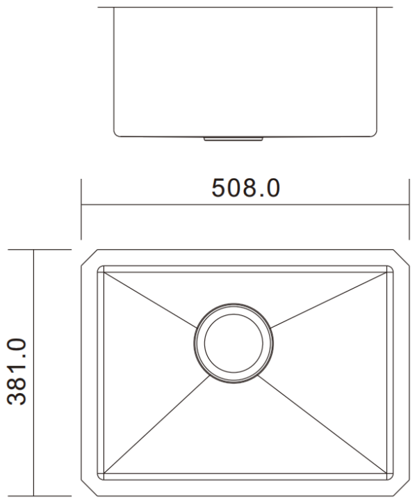 H-2015US sink dimensions drawing