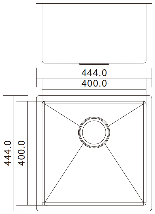 H-4444US sink dimensions drawing