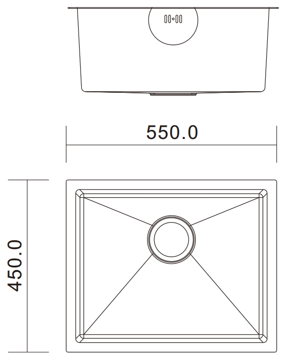 H-5045US sink dimensions drawing