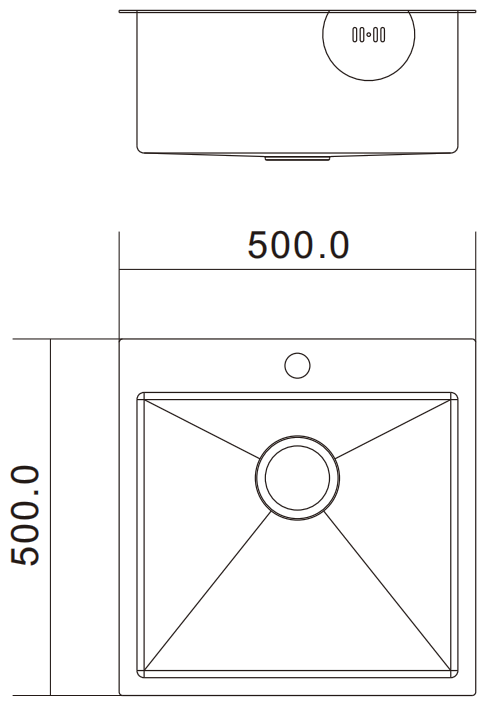 H-5050TS-GD sink dimensions drawing