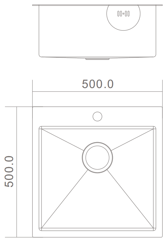 H-5050TS dimensions drawing H-5050TS sink dimensions drawing