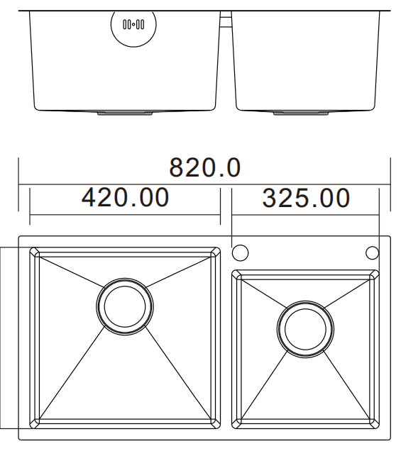 H-8245TD dimensions drawing H-8245TD sink dimensions drawing