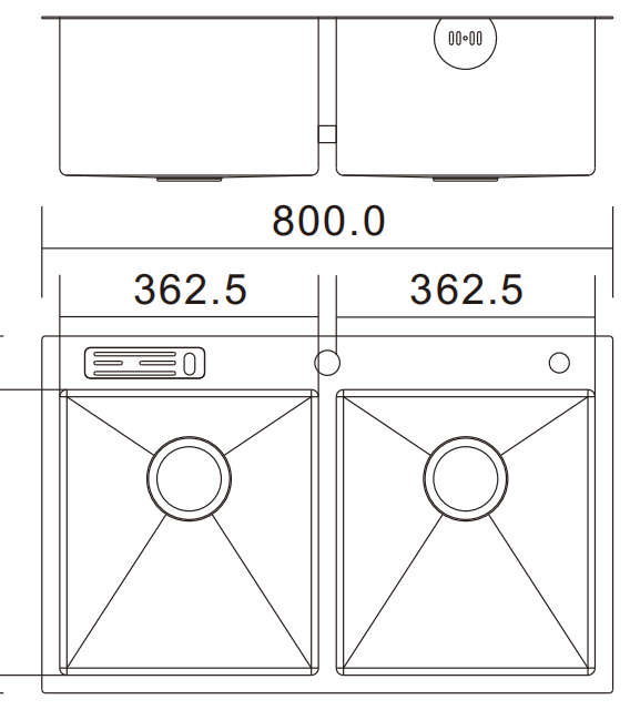 H-9050TD sink dimensions drawing