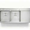 H-12050TD 1200x500mm Handmade Topmount Stainless Steel Double Bowl With Drainboard Kitchen Sink