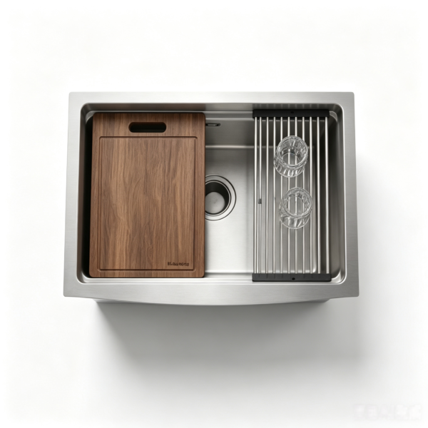 30-inch Farmhouse Workstation Stainless Steel Kitchen Sink with Cutting Board and Roll-Up Rack 30-inch Farmhouse Workstation Stainless Steel Kitchen Sink with Cutting Board and Roll-Up Rack