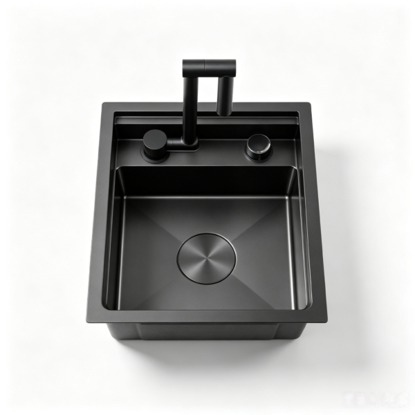 24-inch Matte Black Drop-In Kitchen Sink with Faucet Deck and Soap Dispenser Hole 24-inch Matte Black Drop-In Kitchen Sink with Faucet Deck and Soap Dispenser Hole