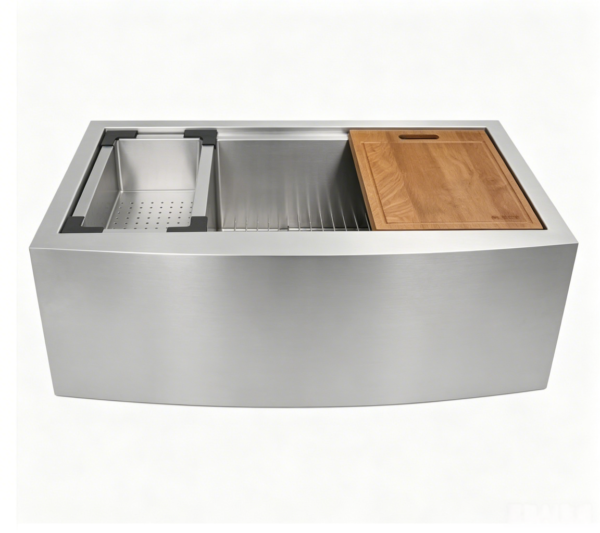 30-inch Curved Apron Farmhouse Kitchen Sink with Accessories