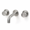 Wall-mount basin faucet in brushed silver finish