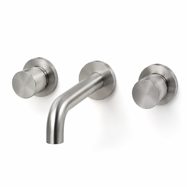 Wall-Mount Basin Faucet – Brushed Silver Wall-mount basin faucet in brushed silver finish