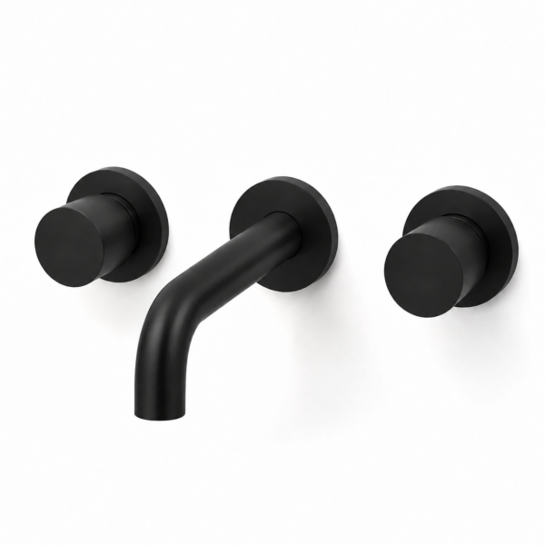Wall-mount basin faucet in matte black finish