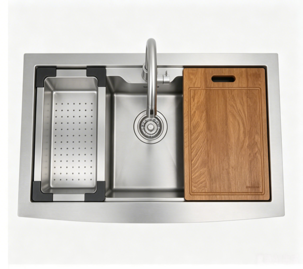 30-inch Curved Apron Farmhouse Kitchen Sink with Accessories